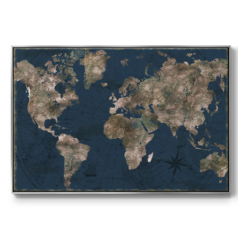 «Marine Atlas», reproduction sur toile encadrée, H 25 po x l 37 po x P 2 po, Argent