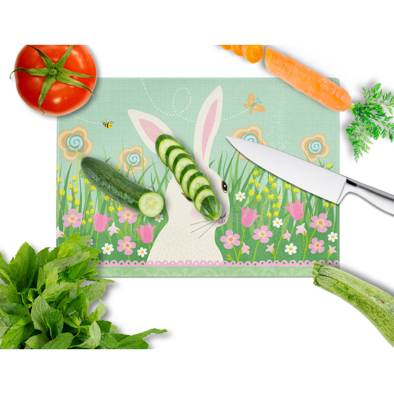Caroline's Treasures Glass Easter Bunny Cutting Board