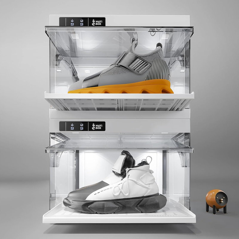 Clear Sneaker Shoe Box With Smart Control And LED Lights, Clear Shoe Storage Boxes Stackable, Shoe Display Case