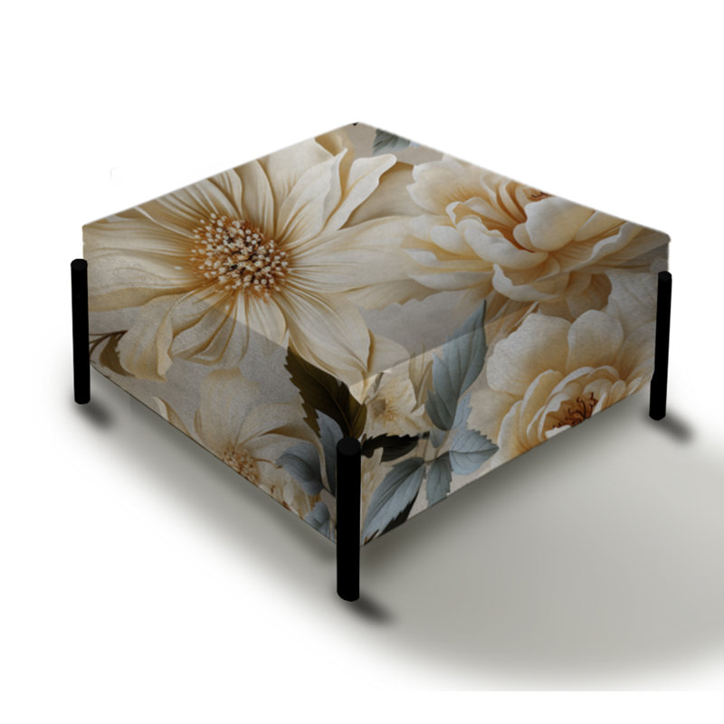 Dimas Weslaco Radiant Lace Inspired Floral Botanic - Grand repose-pieds carré floral