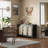 50" L Boho Natural Rattan Sideboard Buffet Cabinet With Large Storage, Home Kitchen Oak Wood Veneer 3-Door Credenza Coffee Bar Cabinets With Adjustable Shelves-934428041