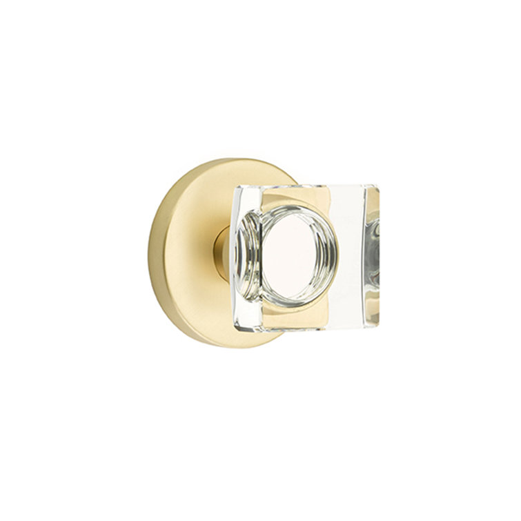 Passage Modern Square Crystal Knob with Disc Rose