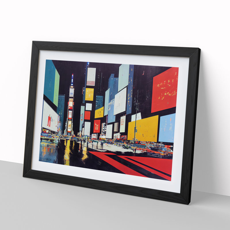 New York Times Square Art Vol.1 - Single Picture Frame Print, Black, 46cm H x 64cm W