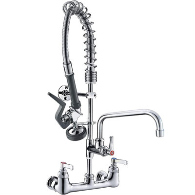 Robinet de cuisine commercial à fixation murale avec pulvérisateur de pré-rinçage 25 pouces