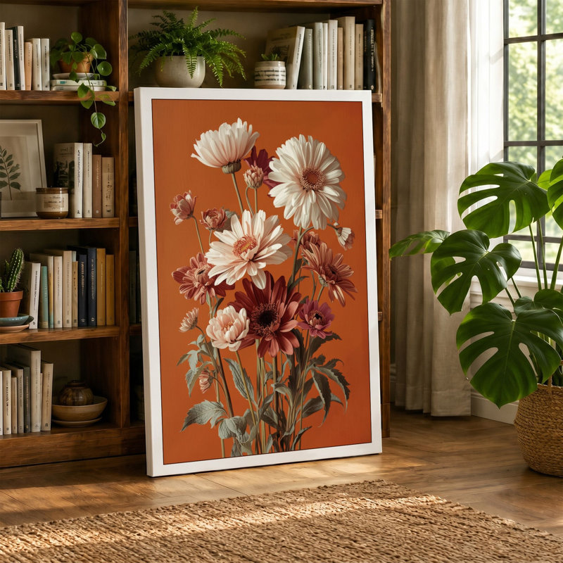 Daisy Study Botanical - Wrapped Canvas, 36x24 - 91.4 x 61.0 cm, Cream Border