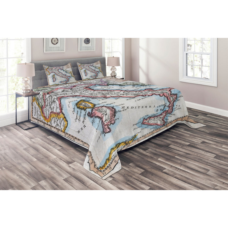 Wanderlust Eclectic Polyester Coverlet, King Bedspread + 2 Shams