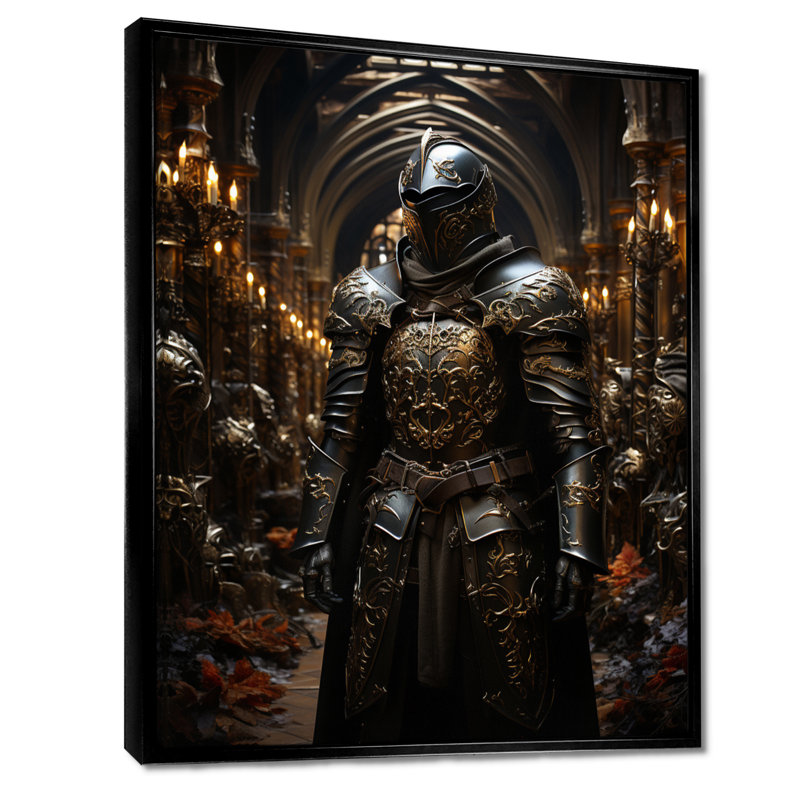 Armures médiévales, art mural encadré militaire 2, Cadre flottant noir, H 32 po x l 24 po x P 1 po
