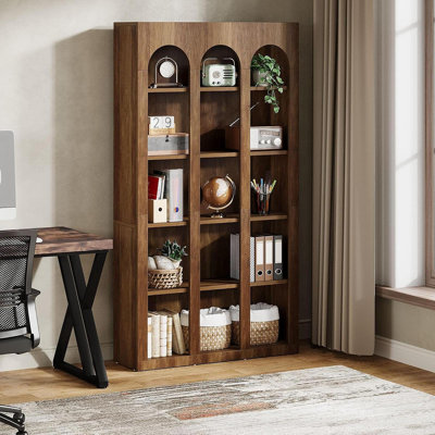 Bibliothèque rustique 70,87 "à 5 niveaux pour salon, bureau, chambre à coucher