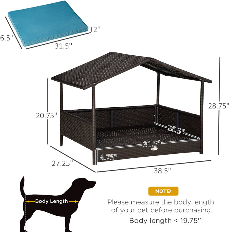 Lit surélevé pour chien avec coussin amovible, adapté pour l'intérieur / extérieur, animal de compagnie bleu - Coussin toutes saisons