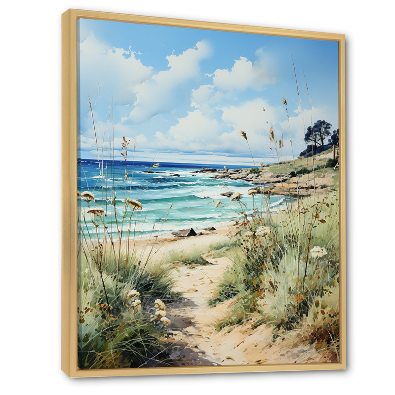 Beach Coastal Nostalgia III - Nautique et plage, reproduction d'art sur toile, Cadre naturel flottant