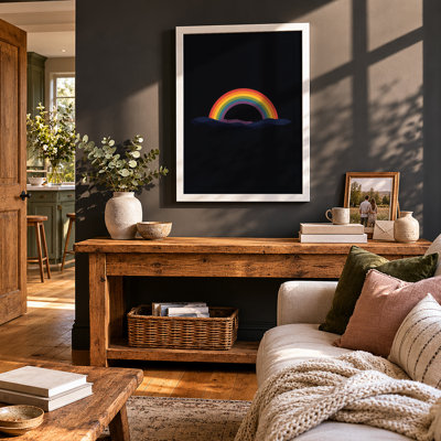 Neon Rainbow Light Modern - Framed Print