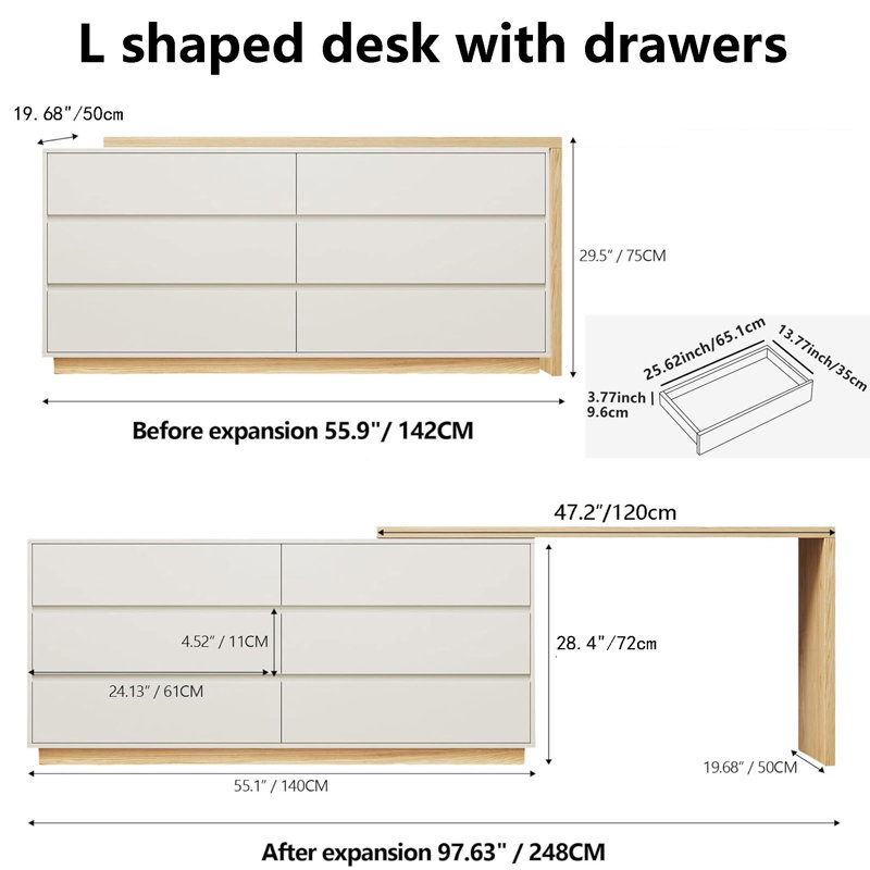 L-Shaped Solid Wood Solid Wood Credenza Desk