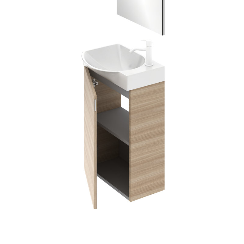 Hohman Vanity & Mirror Set, Medium Wood