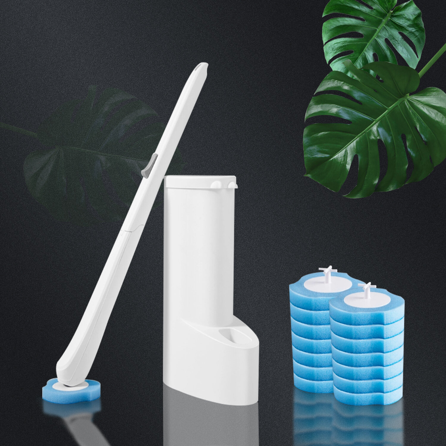Glass Decorative Toilet Bowl Cleaner Brushes & Holder Set for Bathroom  Accessories Storage/Organization/Decoration- Dark Blue (Brush and Holder  only)
