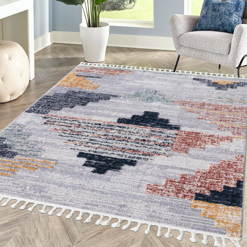 Kinde Geometric Indoor / Outdoor Rug, Rectangle 6' x 9'