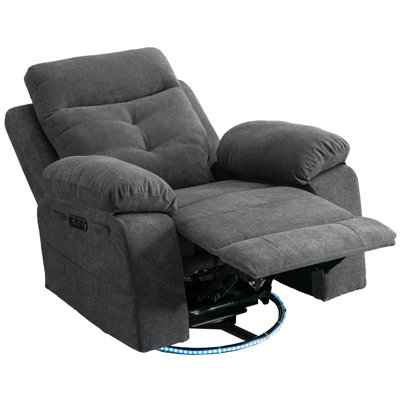 Gray 270 Degree Swivel Glider Power Chair With Bluetooth Speaker