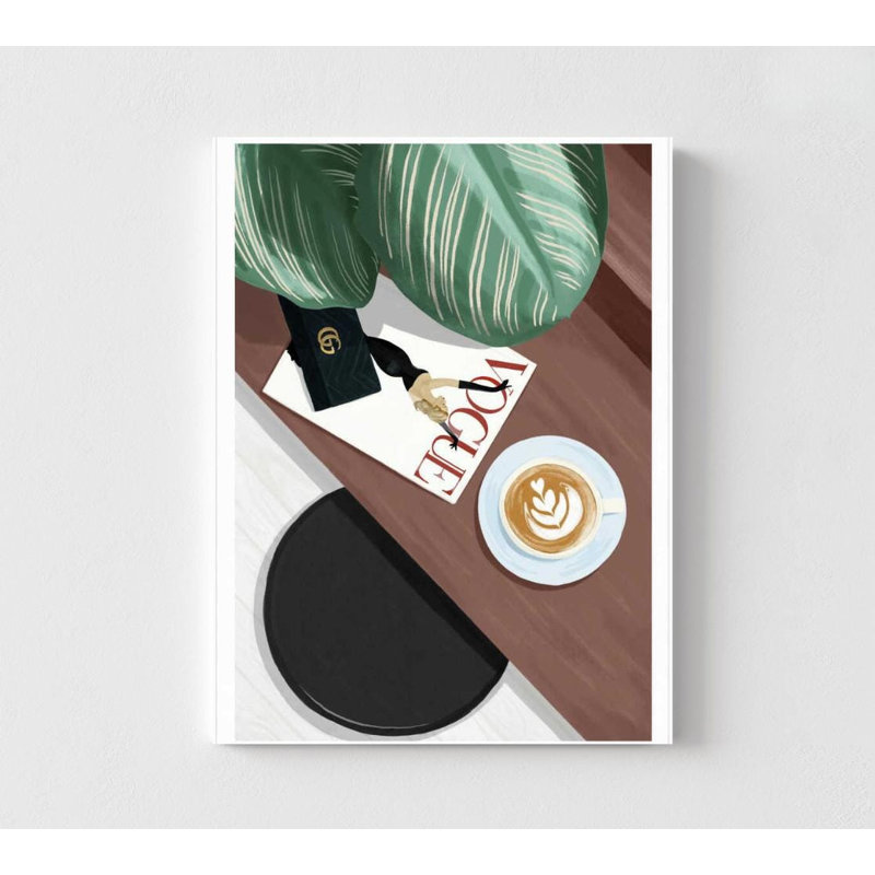 «Coffee», impression murale élégante avec options de cadre, H 24 po x l 32 po, Blanc, Ne s’applique pas, Ne s’applique pas