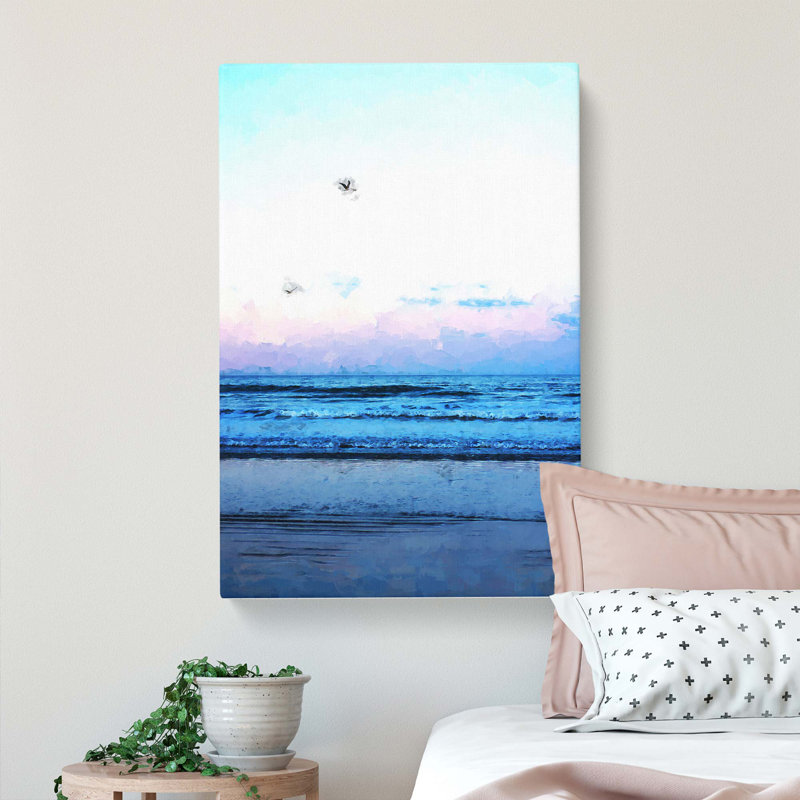 Seagulls Flying High In Abstract - Wrapped Canvas, 60cm H x 40cm W x 3cm D
