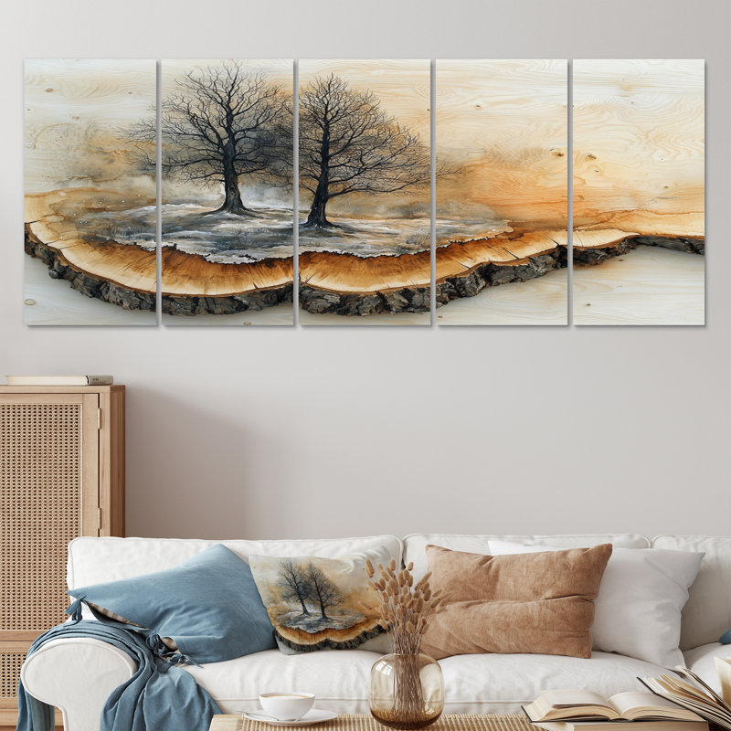 Pennock - décoration murale forêt - art mural traditionnel 5 pièces, H 28 po x l 60 po