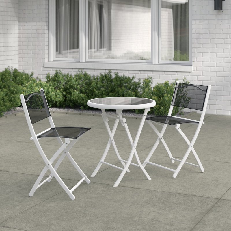 2 - Person Patio Dining Set Round Table, Black