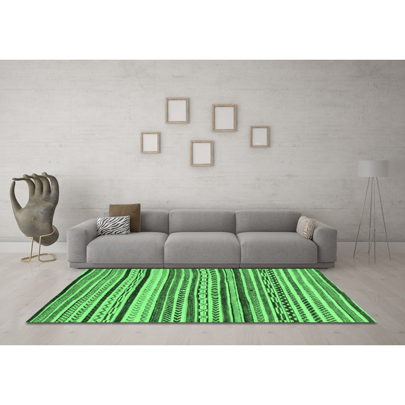 Washable Geometric Indoor Rug, Square 4'