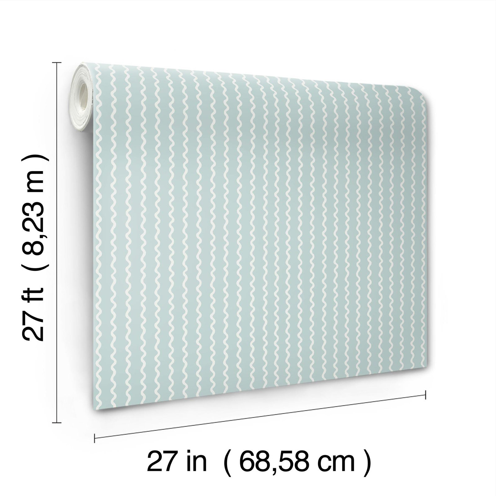 Rickrack Wallpaper Double Roll, Light Blue