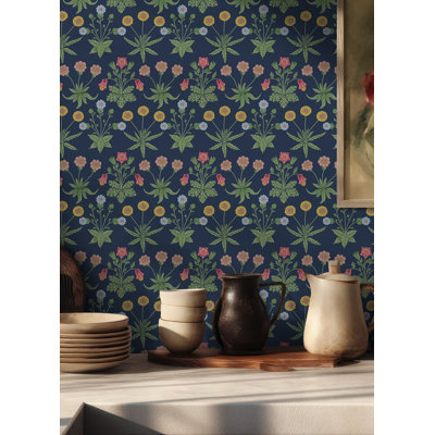Daisy Indigo Peel and Stick Wallpaper