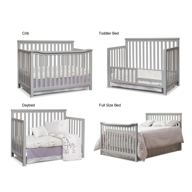 Gray Wood Nursery Set with Crib, Dresser, and Changing Table