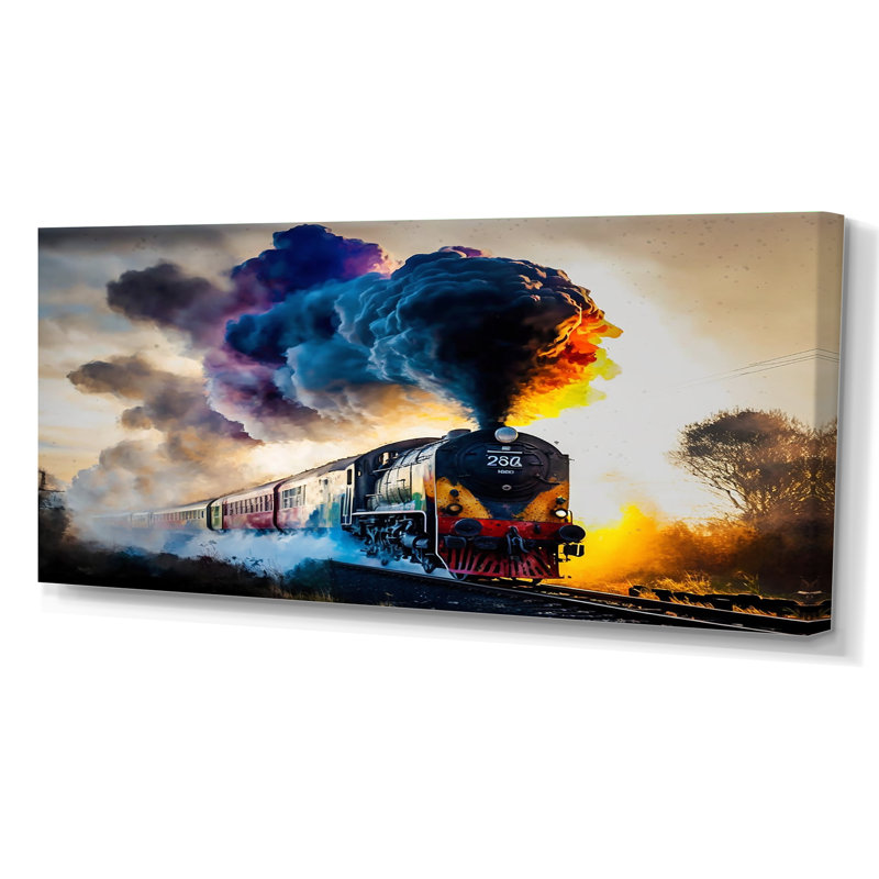 Train On The Move I - Train Wall Art, Wrapped Canvas, 28" H x 60" W x 1.5" D