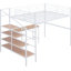 Lit mezzanine en métal avec bureau et rangement latéral, blanc