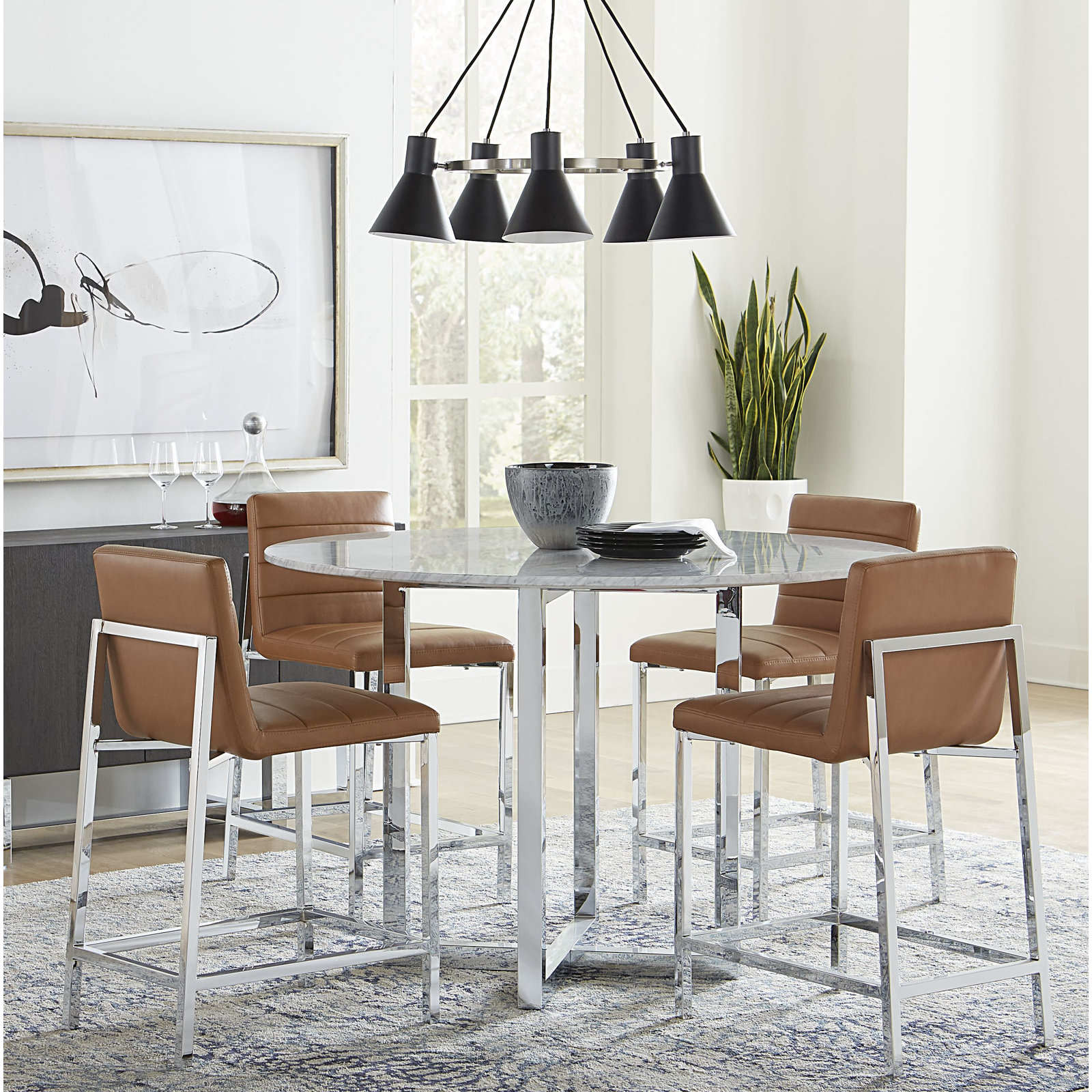 Misa Bar Stool, Cognac, Counter Stool (26" Seat Height)