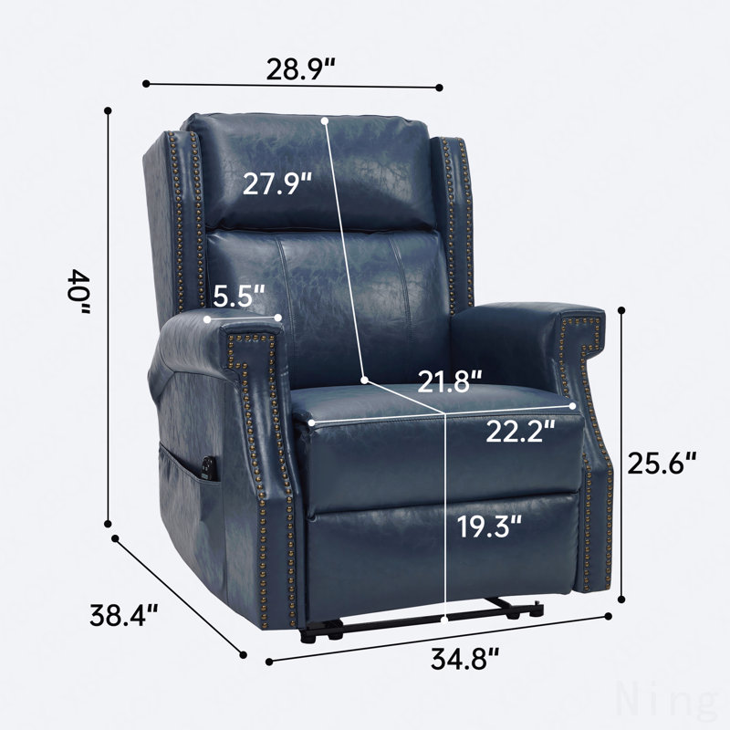Faux Leather Manual Massage Recliner - 8 Vibrating Nodes, 3 Modes, Heavy-Duty Mechanism, Blue