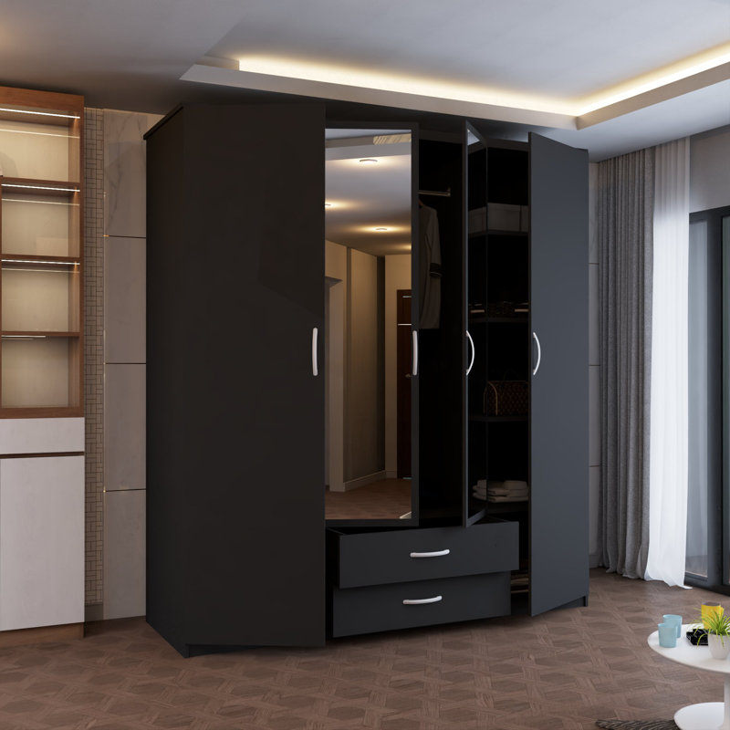 Manufactured Wood Wardrobe, Black