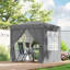 3x3m Pop-Up Gazebo, Garden Gazebo with Curtain Walls and Windows, Grey-136316525-136316527