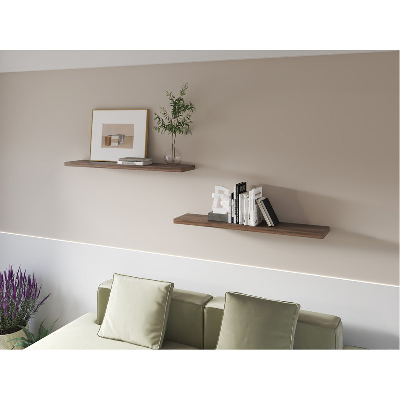 Greer Floating Shelf in Melamine x2, Dark Brown, Dark Brown