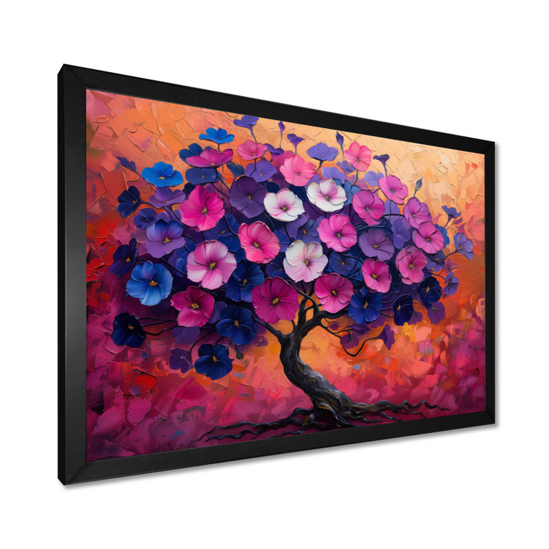 «Rose White Vibrant Morning Glory Tree II - Morning Glory», reproduction d'art murale, Cadre simple noir, H 12 po x l 20 po