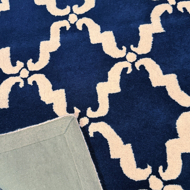 Tapis bleu marine et ivoire Acworth, 5 pi x 7 pi