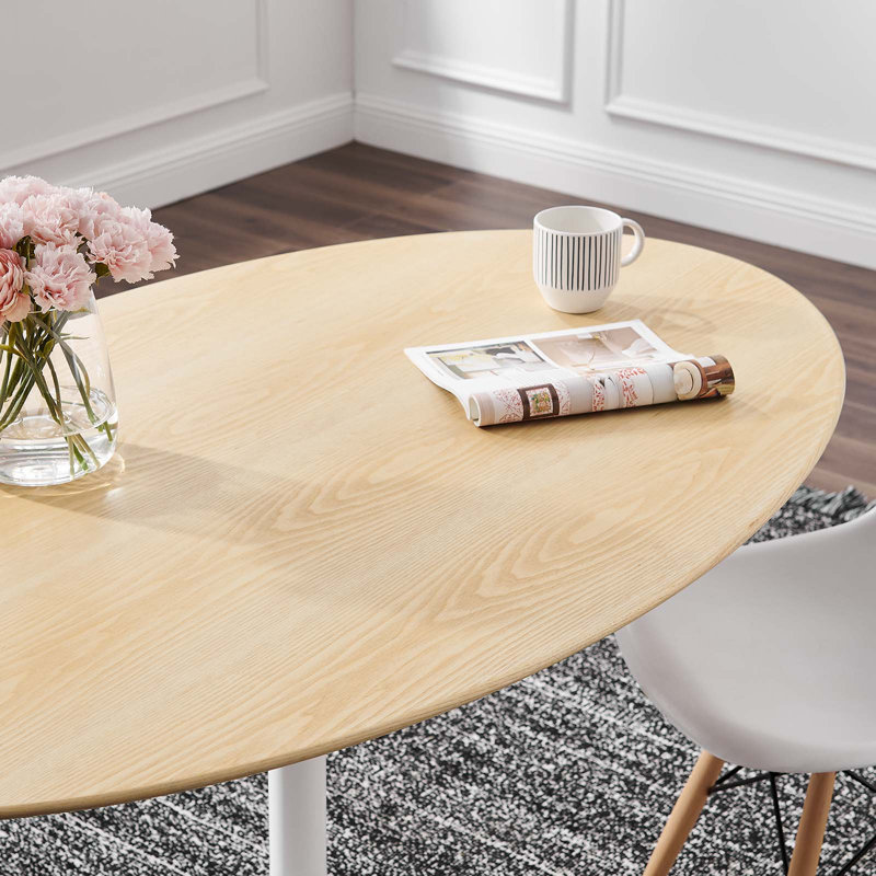 Lippa Round Artificial Marble Dining Table, White, Natural, 29.5"H x 60"L x 35.5"W