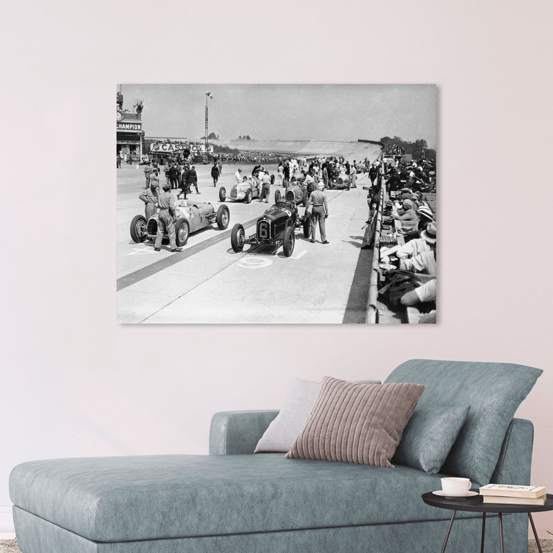 Grid Of The 1934 French Grand Prix - No Frame Print on Canvas, 60cm H x 80cm W x 4cm D