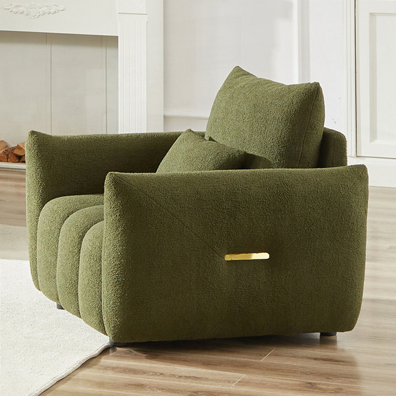 Square Arms Sofa, Beige Teddy, 32" H x 39.7" W x 36" D