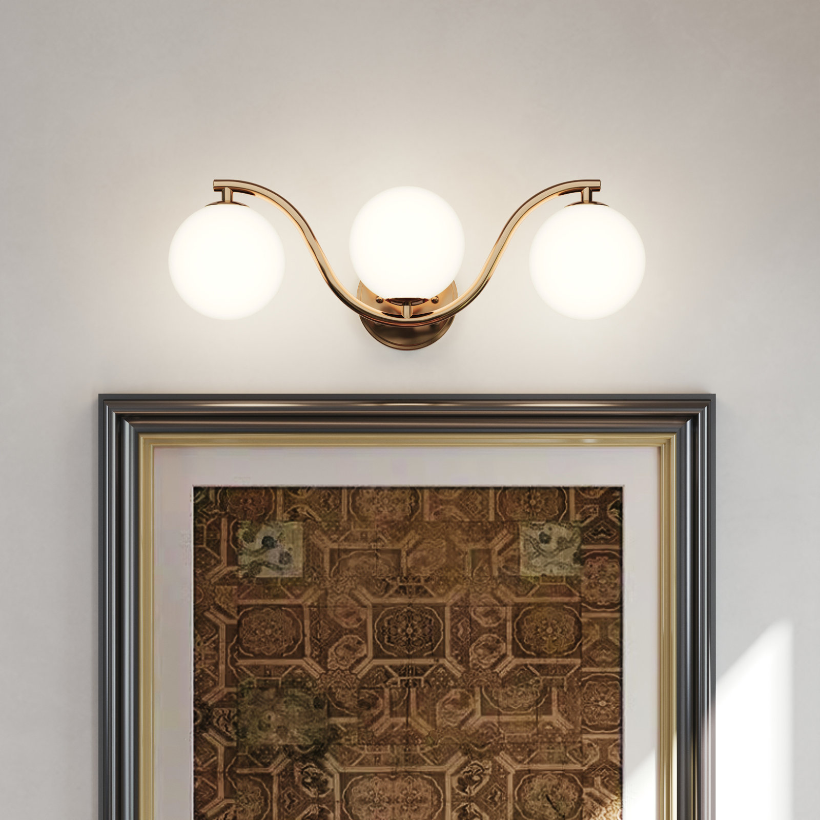 Triple Globe Wave Vanity Lighting, Brushed Gold
