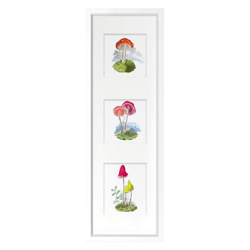 Mushroom Scene Print by Dana Gibson, 36" H x 12" W x 1.25" D, White