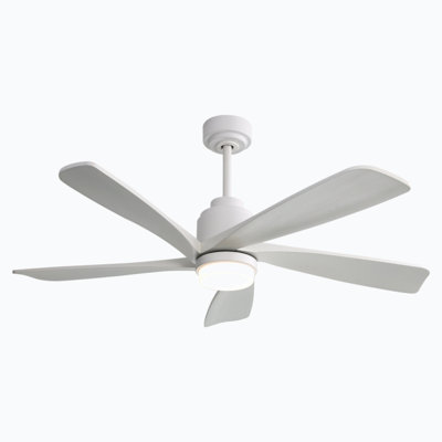 52 Inch Ceiling Fan With Dimmable LED Light 5 Solid Wood Blades Smart Remote Control Reversible DC Motor Ceiling Fan