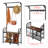 Maximize Entryway Space - Rustic Brown 3-In-1 Coat Rack With Shoe Storage, Sturdy Metal Frame