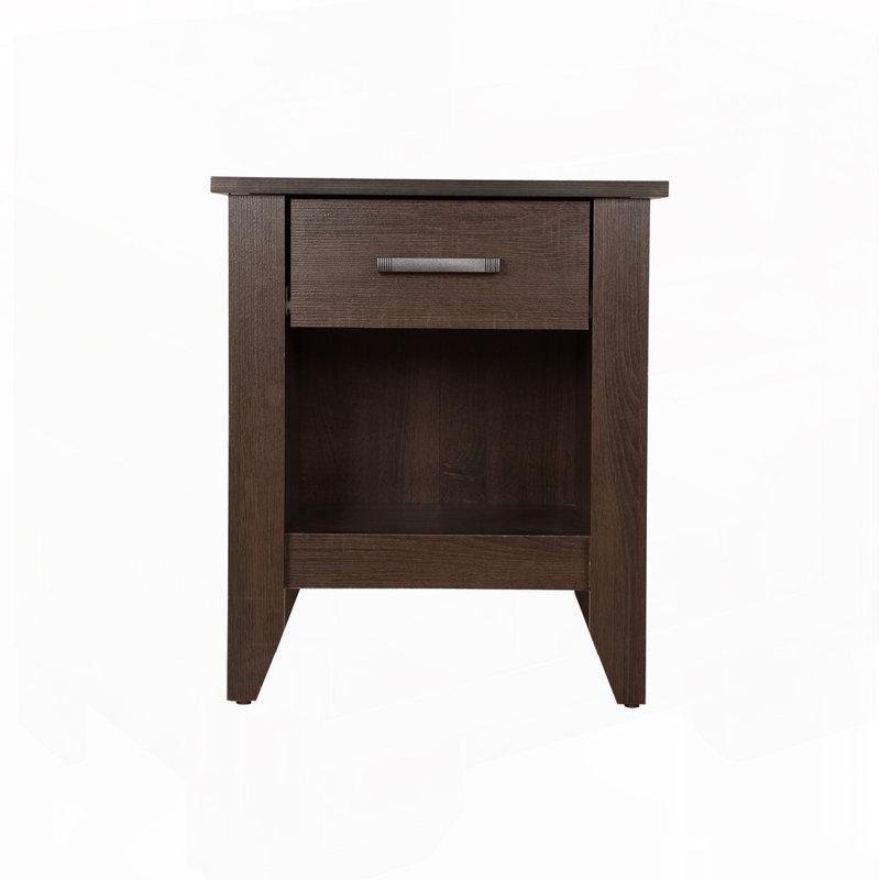 Table de chevet en bois, Naturel/noir