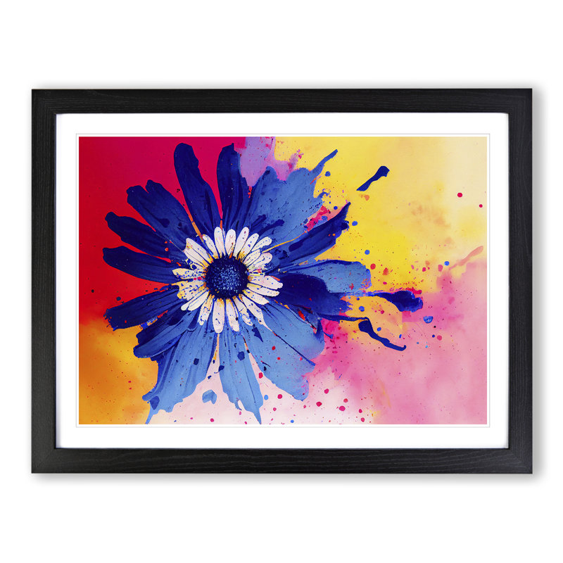 Daisy Flower Splash Vol.2 Abstract - Framed Print, 25cm H x 34cm W x 2cm D, Black