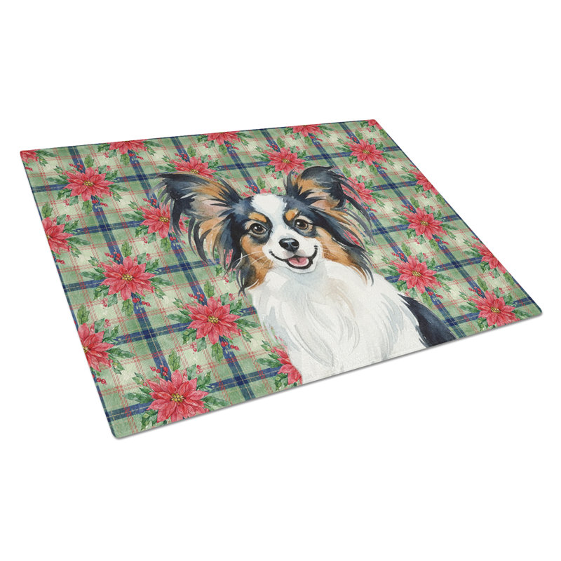 Planche à découper en verre Tricoilor Papillon Christmas PoinsettIas