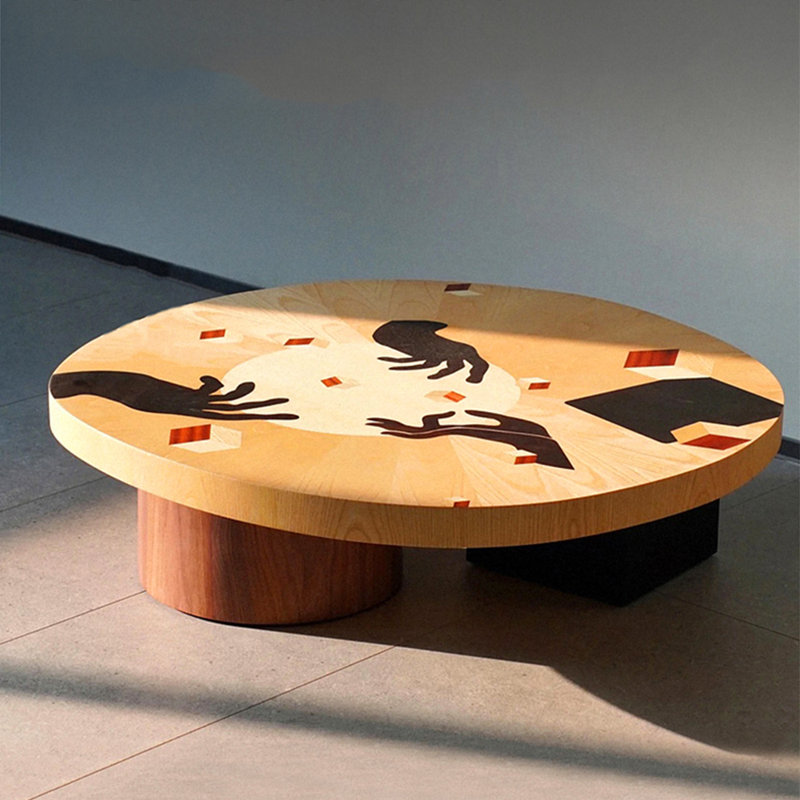 Medieval-style solid wood coffee table
