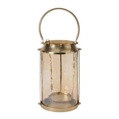 Lanterne ondulée en verre ambré