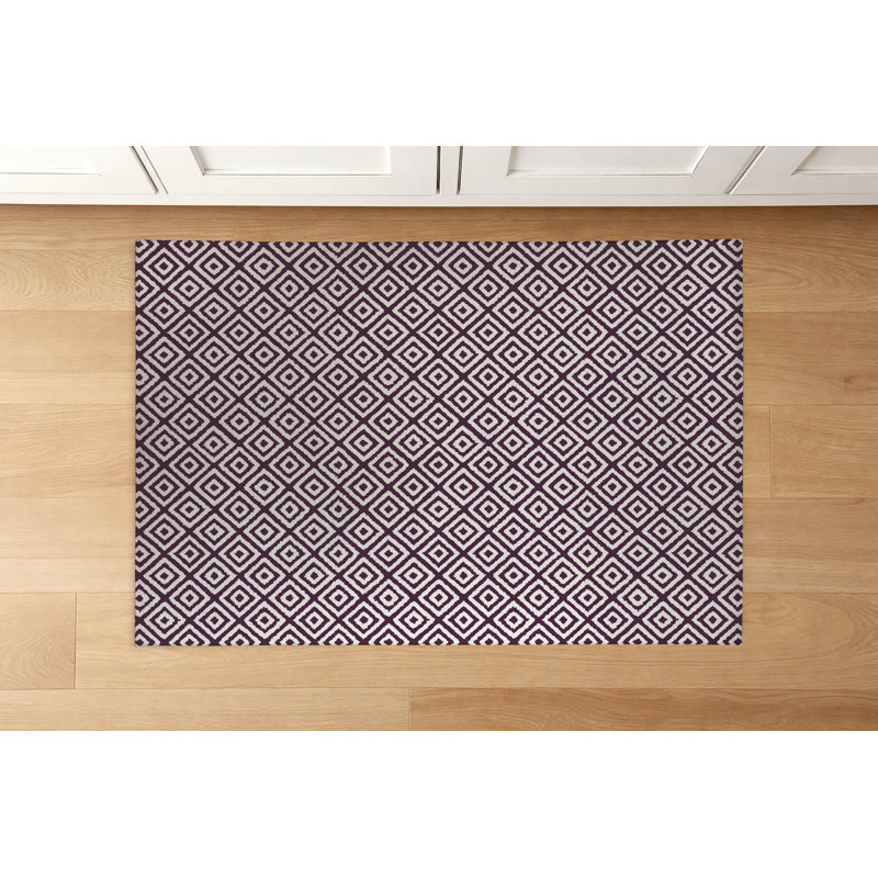 Tapis de cuisine Ikat, Rectangulaire 2 pi x 3 pi, Aubergine